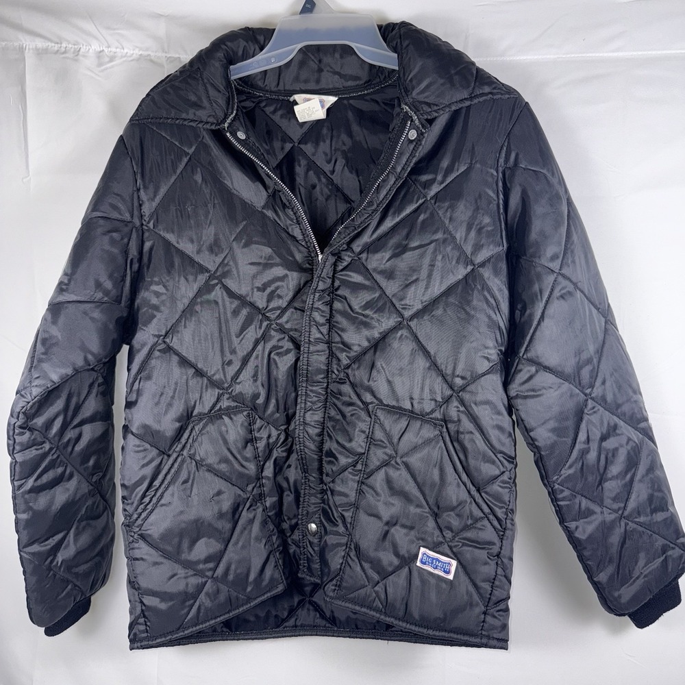 Vintage Big Smith Jacket Mens M Black Quilted Workwear Nylon Insulated Made USA